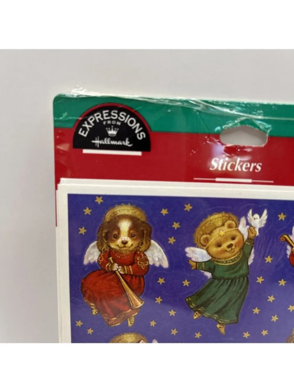 Vintage Set of 9 Sheets Hallmark Adorable Animal Angels Minstrels Stickers NIP